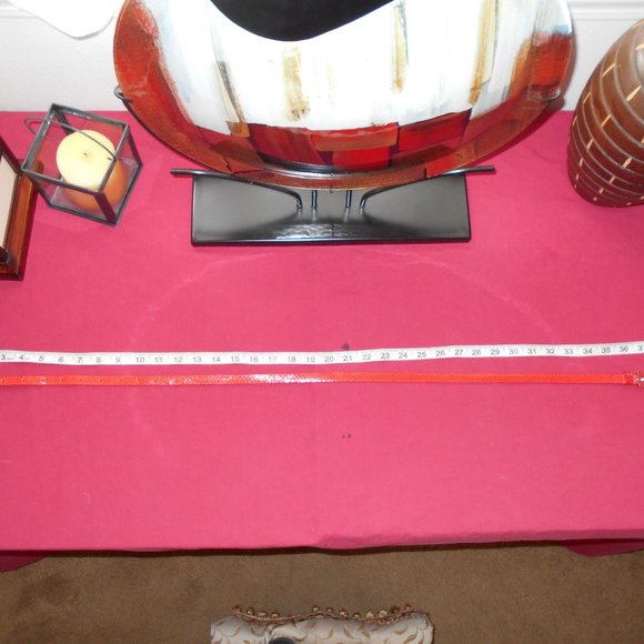 Belt ANN TAYLOR Orange Faux Snake Pattern Skinny Belt S - Picture 4 of 9